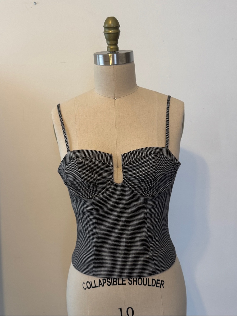 EXPRESS Black and White Gingham Bustier Cami Top